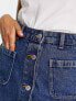 Фото #3 товара Monki denim button through mini skirt in mid blue wash