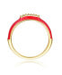 ფოტო #2 პროდუქტის Girls/Teens Sterling Silver 14k Yellow Gold Plated with Cubic Zirconia Hot PInk Enamel Slim Stacking Band Ring