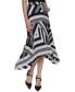 ფოტო #1 პროდუქტის Women's Printed Pleated Pull-On Asymmetrical-Hem Midi Skirt