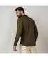 Men's Olive Green Self-Design Striped Shirt