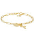 Children's Cross & Heart Paperclip Link Charm Bracelet in 14k Gold