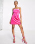 New Look 90s velvet a-line dress in bright pink