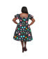 Plus Size 1940s Sweetheart Button Front Swing Dress