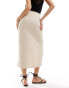 Фото #3 товара Hollister linen blend midaxi skirt with side slit in beige