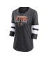 Фото #3 товара Women's Heathered Charcoal, White Philadelphia Flyers Full Shield 3/4-Sleeve Tri-Blend Raglan Scoop Neck T-shirt