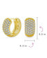 5 Five Row Pave Cubic Zirconia Wide Huggie Hoop Earrings For Women Gold Plated .925 Sterling Silver