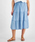 ფოტო #4 პროდუქტის Petite Chambray Tiered Midi Skirt, Created for Macy's