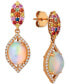 ფოტო #1 პროდუქტის Opal (1-5/8 ct. t.w.), Multi-Sapphire (1/2 ct. t.w.) and Diamond (1/4 ct. t.w.) Drop Earrings in 14k Rose Gold