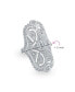 ფოტო #4 პროდუქტის Deco Antique Style Filigree Pave CZ Wide Armor Full Finger Fashion Statement Ring Cubic Zirconia Rhodium Plated Brass