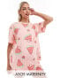 ASOS DESIGN Maternity watermelon oversized tee & short pyjama set in pink