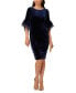 ფოტო #3 პროდუქტის Women's Velvet Bell-Sleeve Mesh-Trim Dress