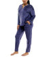 Фото #8 товара Women's 2-Pc. Velour Henley Pajamas Set