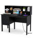 48" Computer Desk with Power Outlets Type-C 5-Cubby Hutch & 2 Storage Drawers