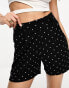 JDY button detail tailored shorts co-ord in black polka dot