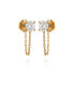 ფოტო #1 პროდუქტის Glass Stone Stud Chain Dangle Drop Earrings