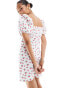 Vero Moda sweetheart neck mini dress with puff sleeves in floral print weiß, 2XL - EU 44 - фото #2