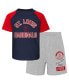ფოტო #2 პროდუქტის Toddler Boys and Girls Navy, Heather Gray St. Louis Cardinals Two-Piece Groundout Baller Raglan T-shirt and Shorts Set