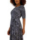 Фото #4 товара Women's Printed Belted Elbow-Sleeve Midi Dress
