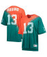 Фото #2 товара Men's Dan Marino Orange, Aqua Miami Dolphins Retired Player Name and Number Diagonal Tie-Dye V-Neck T-shirt