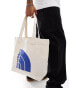 The North Face large half dome logo cotton tote bag in off white