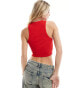 Stradivarius ribbed tank top in red