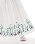 YAS Festival embroidered maxi boho skirt with tie waist in white - WHITE weiß, S - фото #10