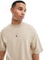 Brave Soul heavyweight oversized t-shirt in stone