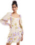 & Other Stories linen mini dress with volume sleeve in floral print Bunter Blumendruck, 42 - фото #3