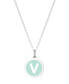 Фото #38 товара Auburn Jewelry mini Initial Pendant Necklace in Sterling Silver and Mint Enamel, 16" + 2" Extender