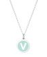 Фото #58 товара Auburn Jewelry mini Initial Pendant Necklace in Sterling Silver and Mint Enamel, 16" + 2" Extender