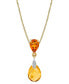 ფოტო #1 პროდუქტის Citrine (2-1/4 ct. t.w.) & Diamond Accent Pear & Briolette Double Drop 18" Pendant Necklace in 14k Gold