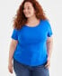 ფოტო #6 პროდუქტის Women's Cotton Short-Sleeve Scoop-Neck Top, XS-4X, Created for Macy's