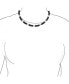 ფოტო #3 პროდუქტის Asian Style Gemstone Black Onyx Strand Contoured Tube Bar Link Collar Necklace For Women .925 Sterling Silver 16 Inch