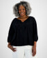 Plus Size Embroidered Eyelet-Trim Top, Created for Macy's