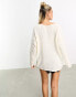 ASOS DESIGN slouchy star jumper in ivory Бежевый, XS - EU 32-34 - фото #3