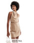 Фото #1 товара ASOS DESIGN Tall satin cowl neck mini dress with tie waist in taupe