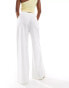 ASOS DESIGN bias cut relaxed trouser with linen in white