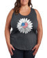 Фото #1 товара Trendy Plus Size American Flag Heart Flower Graphic Tank