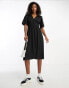 Vero Moda button front midi dress with flutter sleeves in black Черный, XXS - EU 32 - фото #4