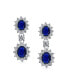 ფოტო #2 პროდუქტის Art Deco Style Crown Halo Oval Cubic Zirconia Simulated Blue Sapphire AAA CZ Fashion Dangle Drop Earrings For Prom Bridesmaid Wedding Rhodium Plated