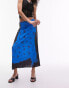 Topshop tromp l'oeil tube jersey maxi skirt in blue floral 44 - фото #2