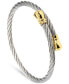ფოტო #1 პროდუქტის Cable & Cap Two-Tone Bypass Bangle Bracelet in Stainless Steel & Yellow Gold PVD