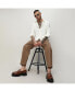 ფოტო #3 პროდუქტის Men's Ivory White Self-Design Wave Shirt