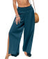 ფოტო #1 პროდუქტის Women's Blue Smocked Waist Straight Leg Split Seam Pants