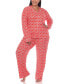 Plus Size 2 Piece Long Sleeve Heart Print Pajama Set