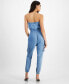 Фото #2 товара Women's Lucia Strapless Cargo Denim Jumpsuit