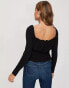 Фото #2 товара Miss Selfridge shirred square neck blouse in black