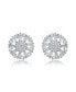 Sterling Silver White Gold Plated Clear Round Cubic Zirconia Stud Earrings