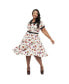 ფოტო #1 პროდუქტის Plus Size Collared Short Sleeved Belted Alexis Swing Dress