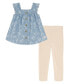 ფოტო #1 პროდუქტის Toddler Girls Button-Front Denim Tunic and Slub Ribbed Capri Leggings, 2 Piece Set